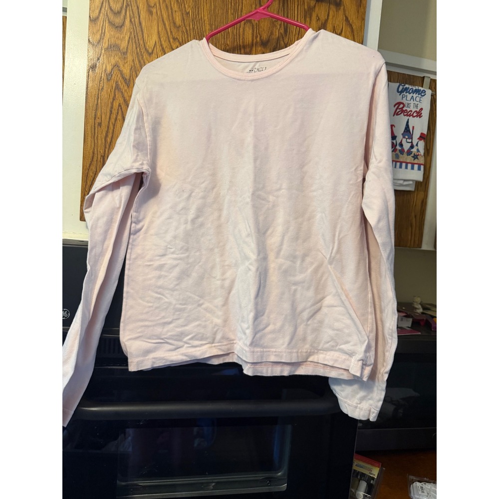L.E.I. Womens Long Sleeve Crew Neck T-Shirt Light Pink‎ Cotton Blend Size Large